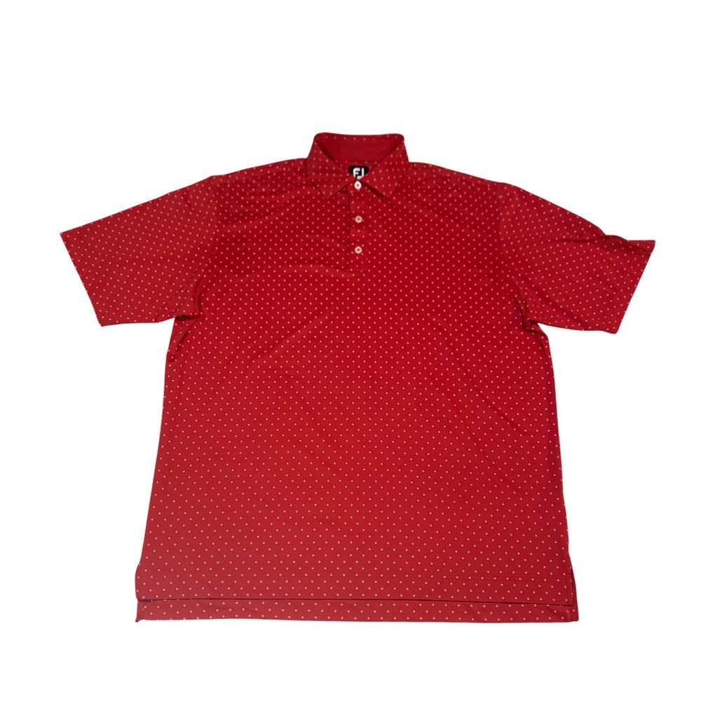 FootJoy Mens XL Red Geometric Diamond Print ProDry Golf Polo Shirt 25726